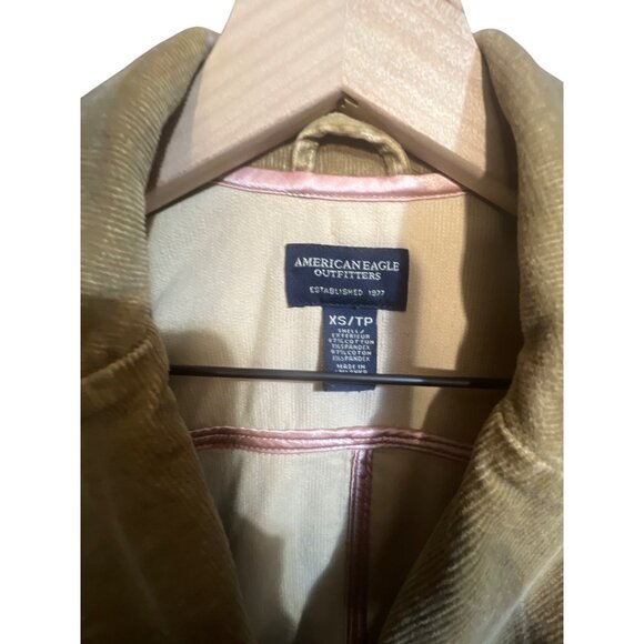 Y2K American Eagle Corduroy Blazer Jacket XS Beige Womens Casual Vintage Style a - Picture 3 of 5